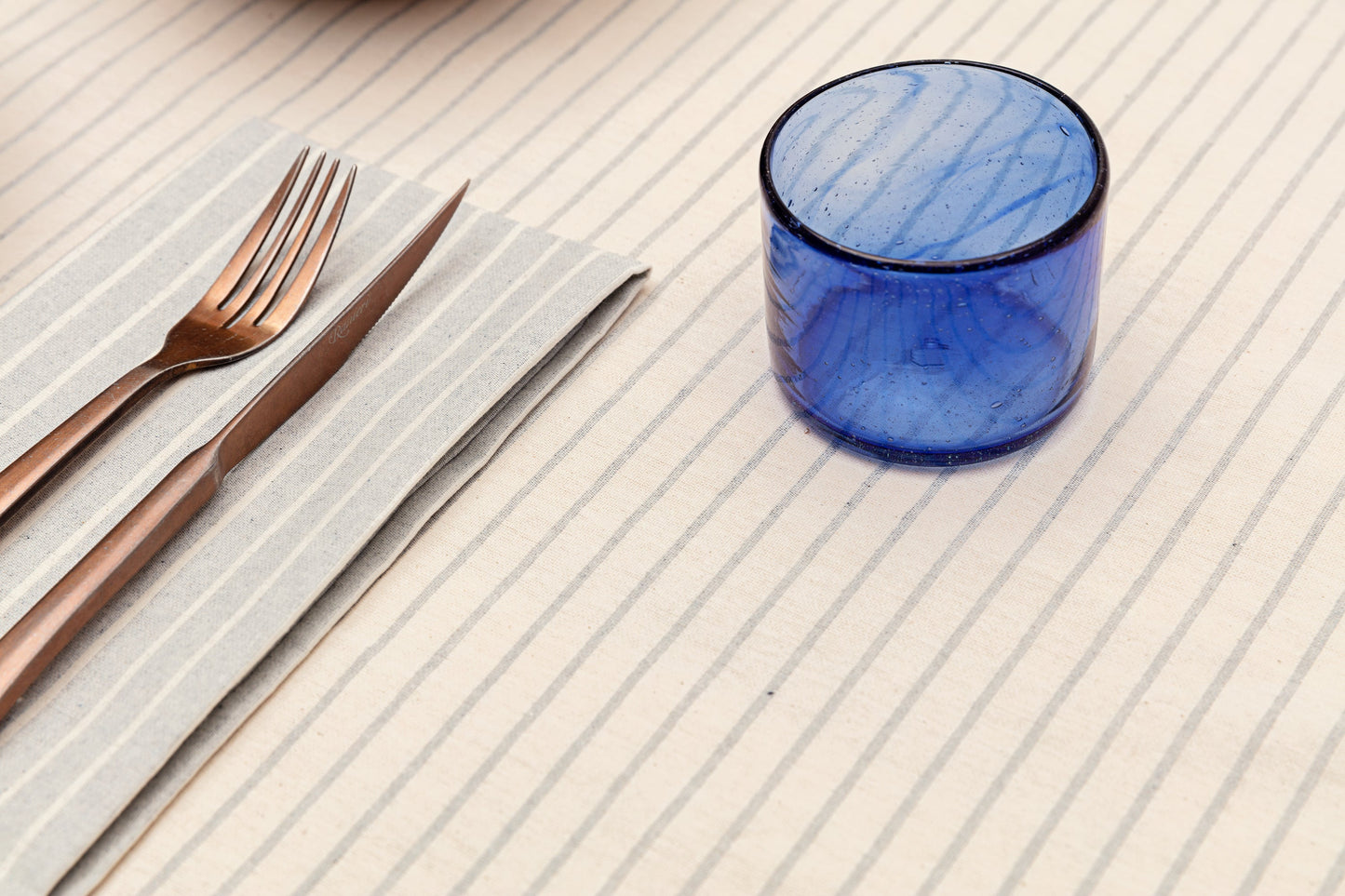 Cloth Napkins - Grey Striped and Natural Striped-4