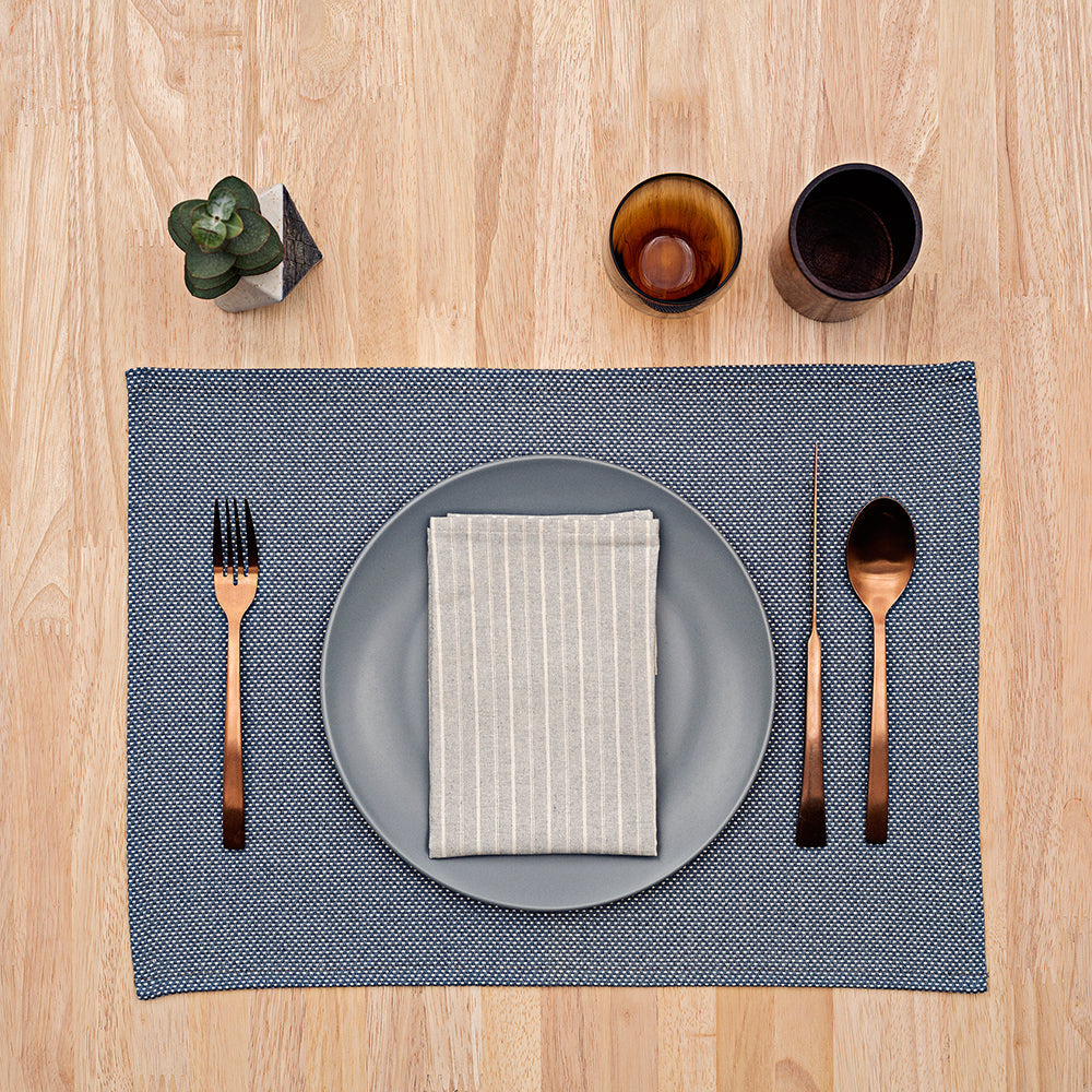 Placemats & Napkins Bundle: Blue Placemats + Cloth Napkins / Set of 4-1