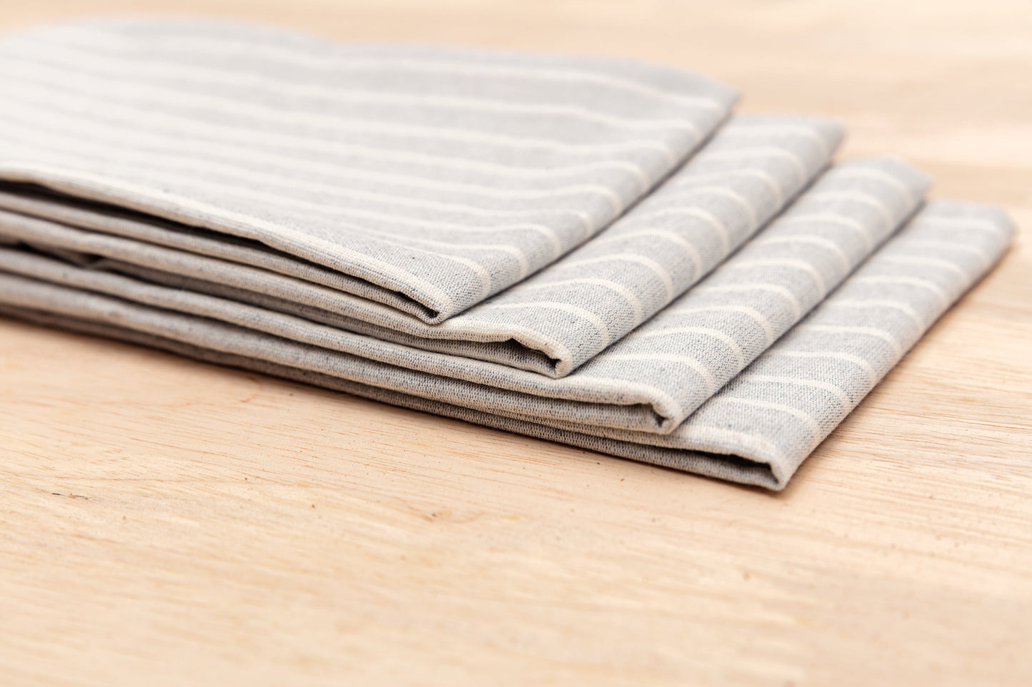 Cloth Napkins - Grey Striped and Natural Striped-1
