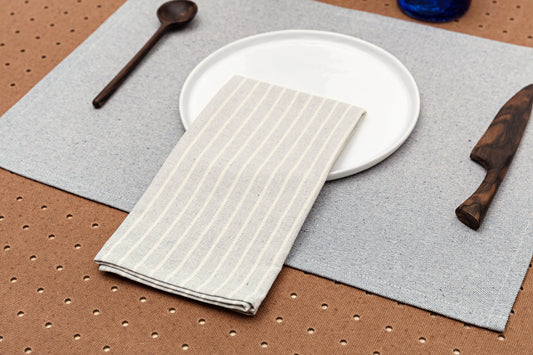 Cloth Napkins - Grey Striped and Natural Striped-0
