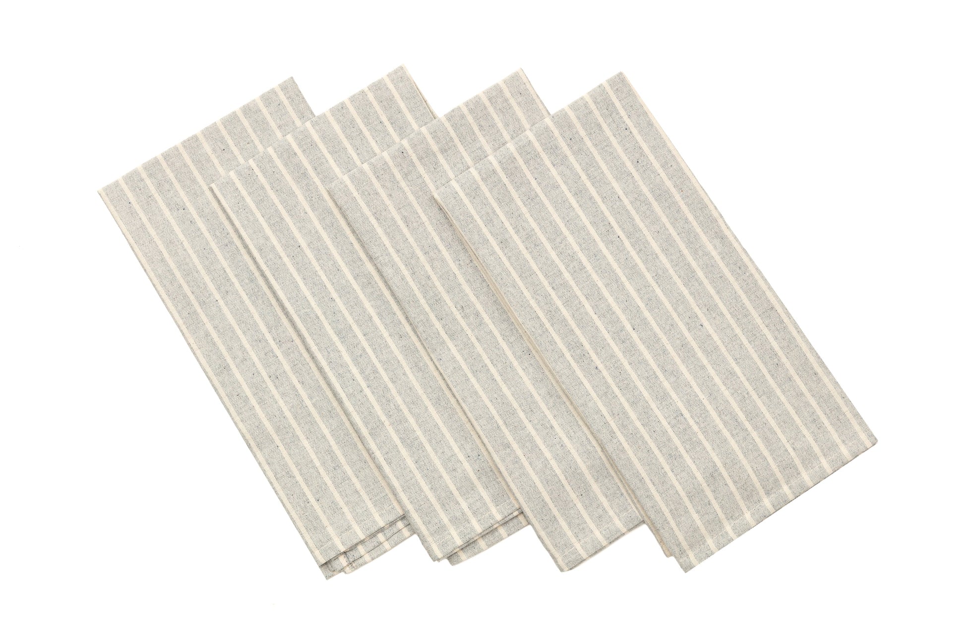 Cloth Napkins - Grey Striped and Natural Striped-3