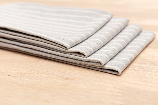 Cloth Napkins - Grey Striped and Natural Striped-1